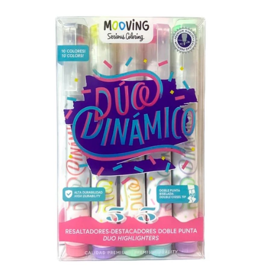 Estuche 5 Destacadores Duo Dinamico Mooving
