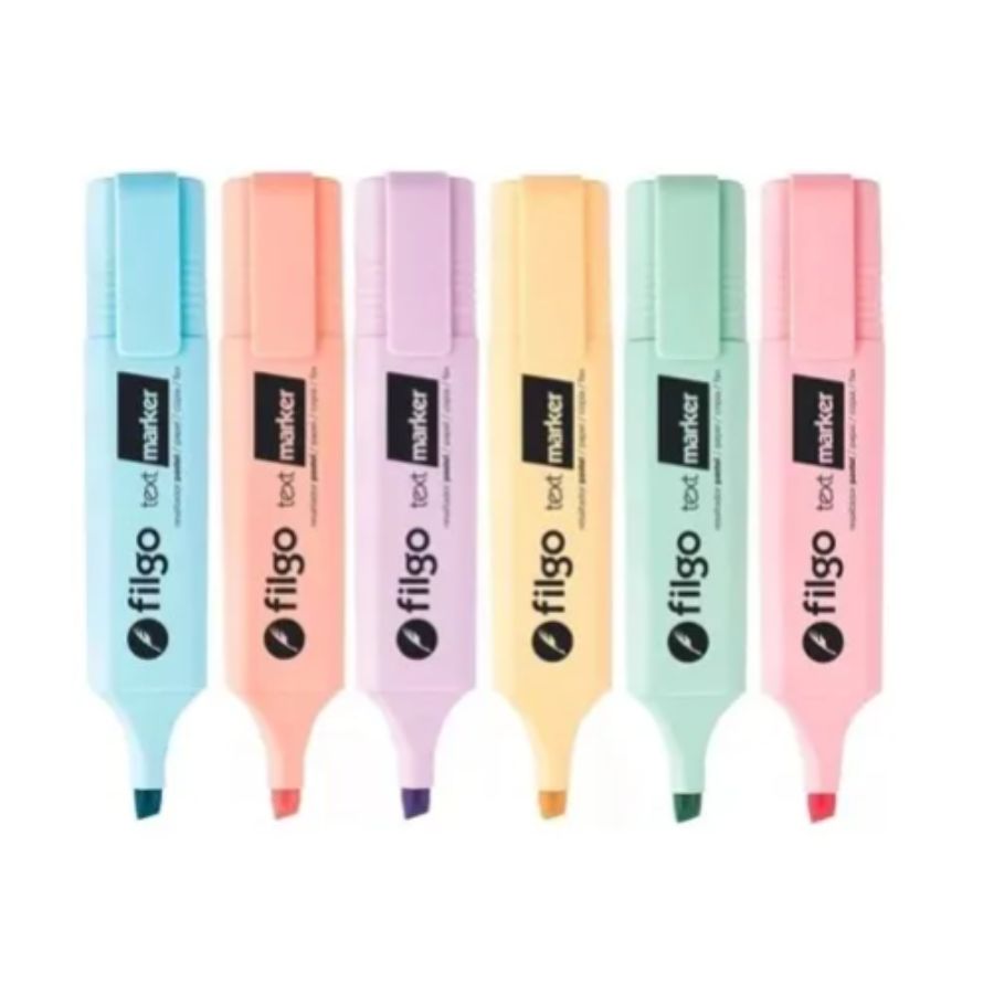 Estuche 6 Resaltadores Filgo Pastel
