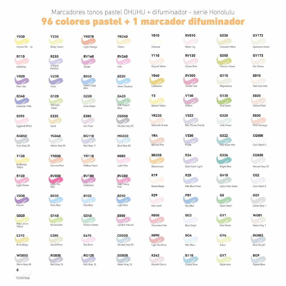 Ohuhu 96 marcadores pastel dulzura Pincel&biselada