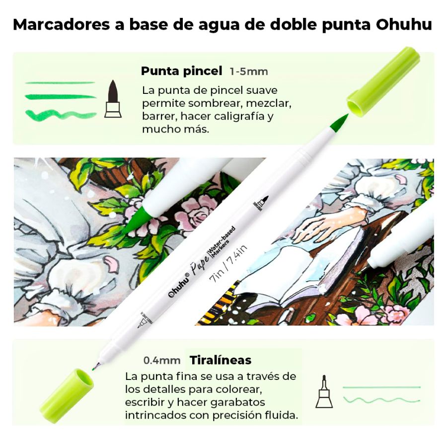 60 Marcadores base agua PUPE (Paper Friendly) Ohuhu