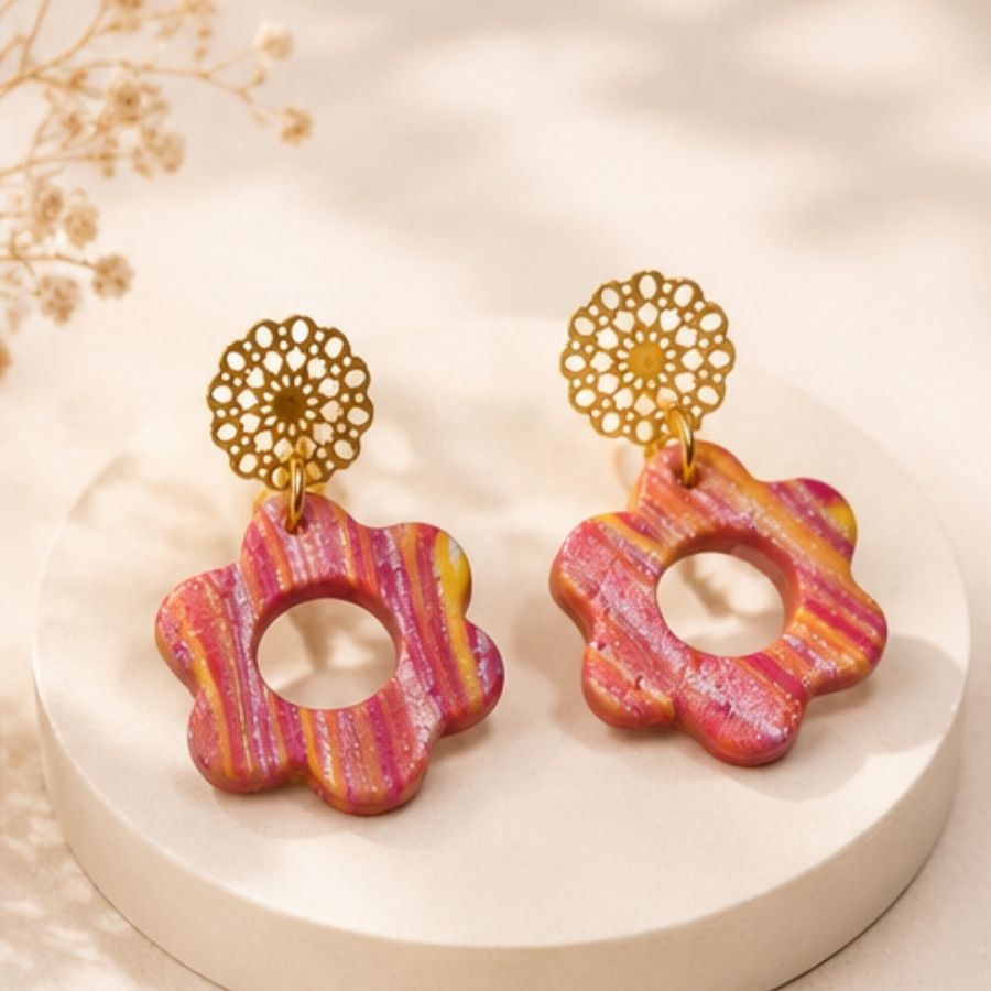 Aros Miss Clay Marmoleado coral