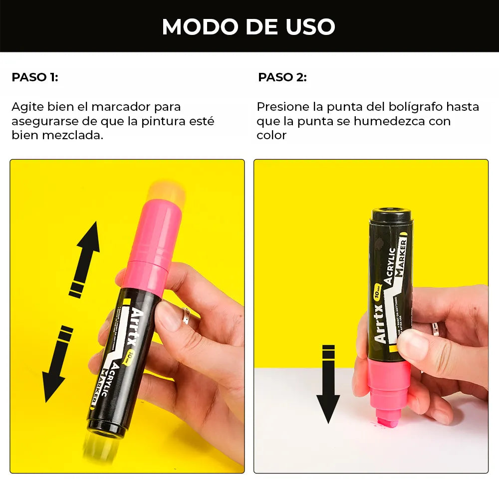 Arrtx 12 Marcadores Acrílicos Jumbo Puntas Anchas 
