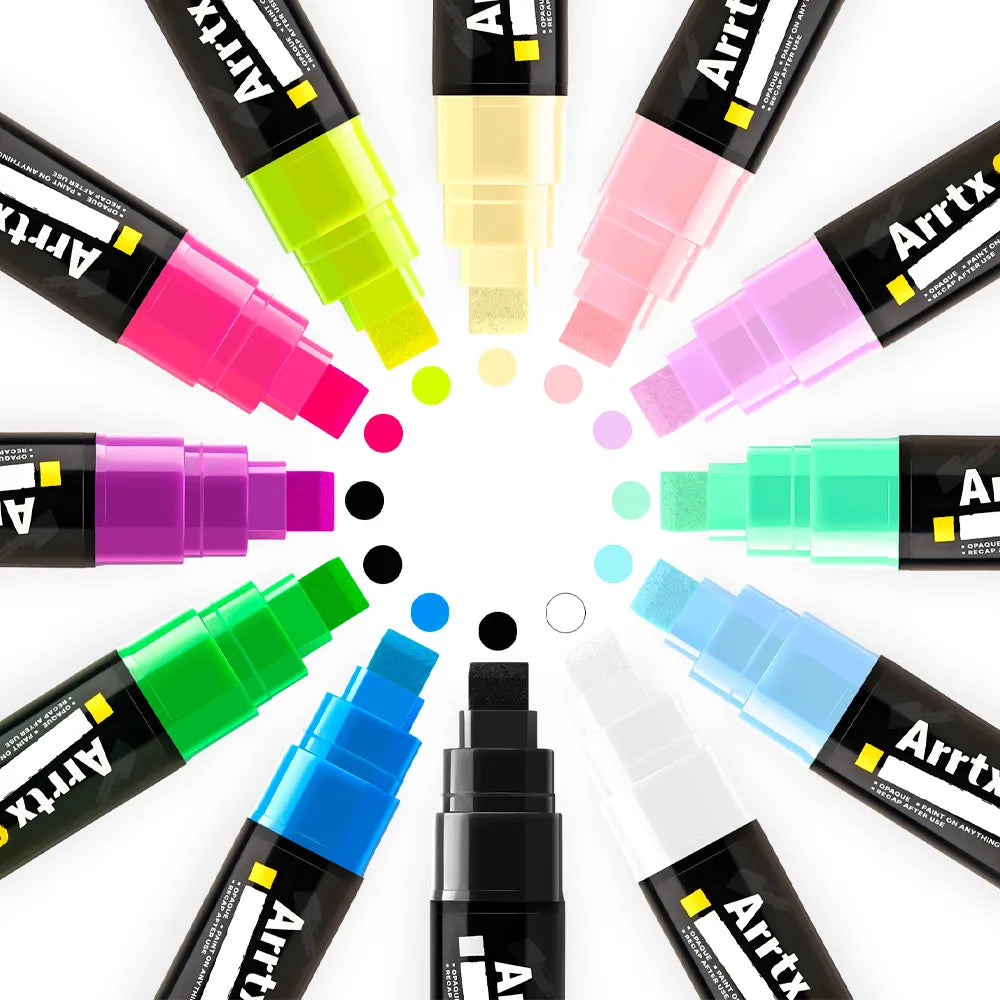 Arrtx 12 Marcadores Acrílicos Jumbo Puntas Anchas De 10 Mm