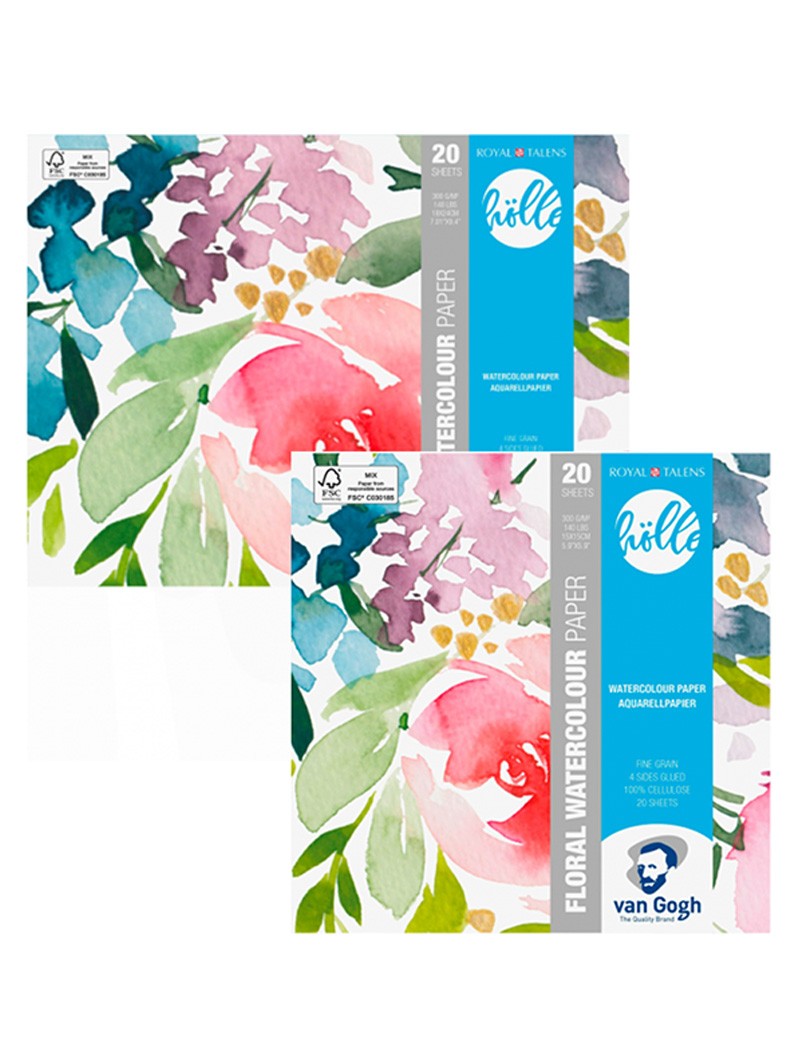 Block Van gogh acuarela 300 grs Frau Holle Floral 10.5 x 15 cms