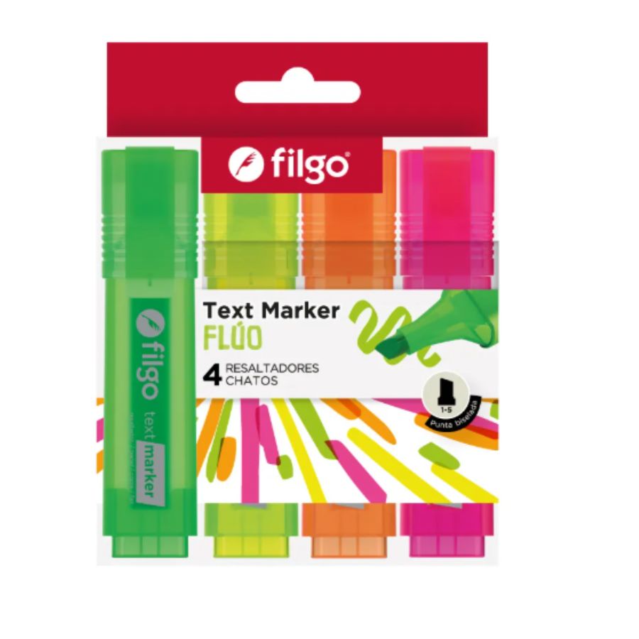 Estuche Resaltadores Fluor Filgo X4