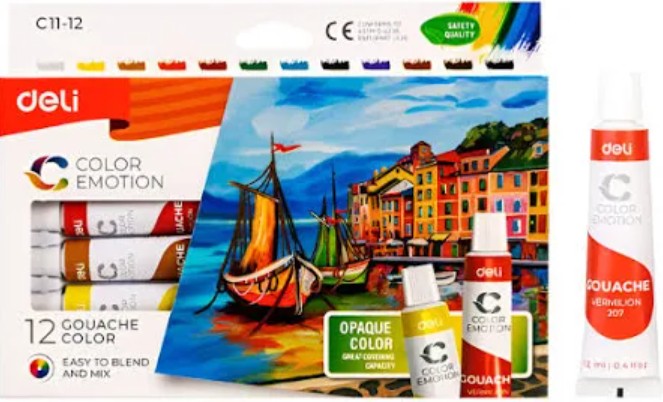 Pintura Gouache Deli 12Col 12 Ml