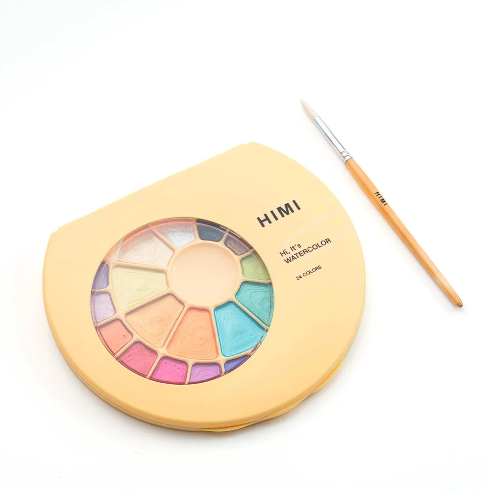 Himi Set Acuarela 24 Colores Metalizados Est. Amarillo