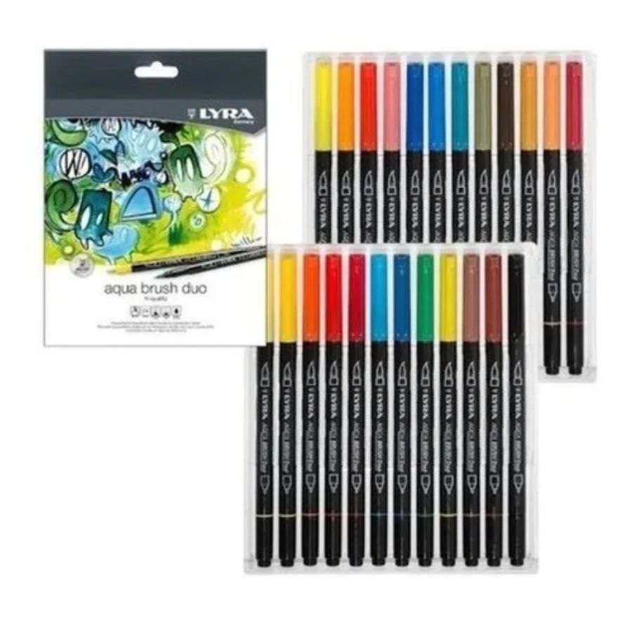 24 Marcadores Aqua Brush Duo Lyra