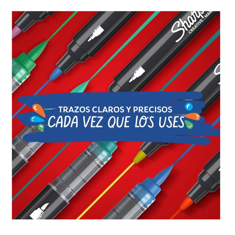 Marcadores Sharpie Acrílicos punta pincel 12 colores