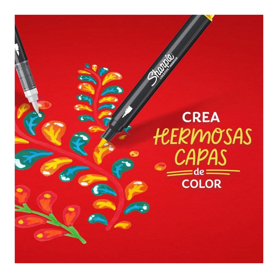 Marcadores Sharpie Acrílicos punta pincel 12 colores