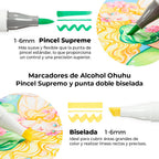 Ohuhu 24 marcadores de alcohol punta pincel supreme&biselada