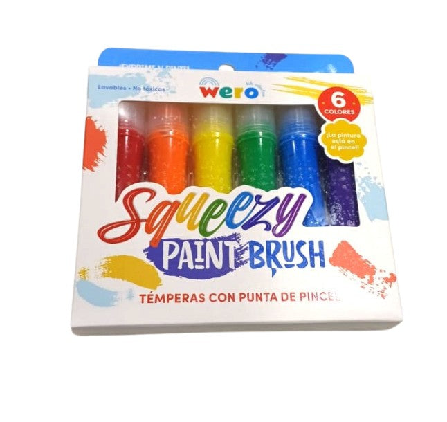 Set 6 temperas con pincel squeezy