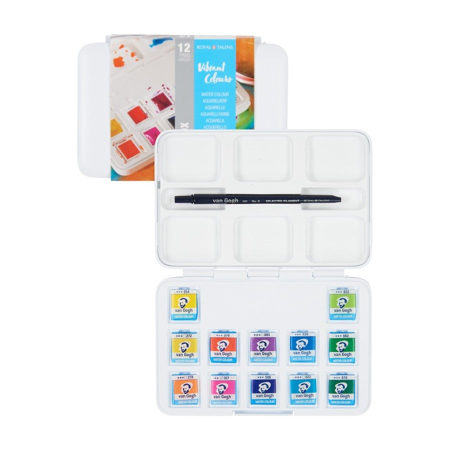 Acuarela en pastillas Vangogh set 12 colores vibrantes
